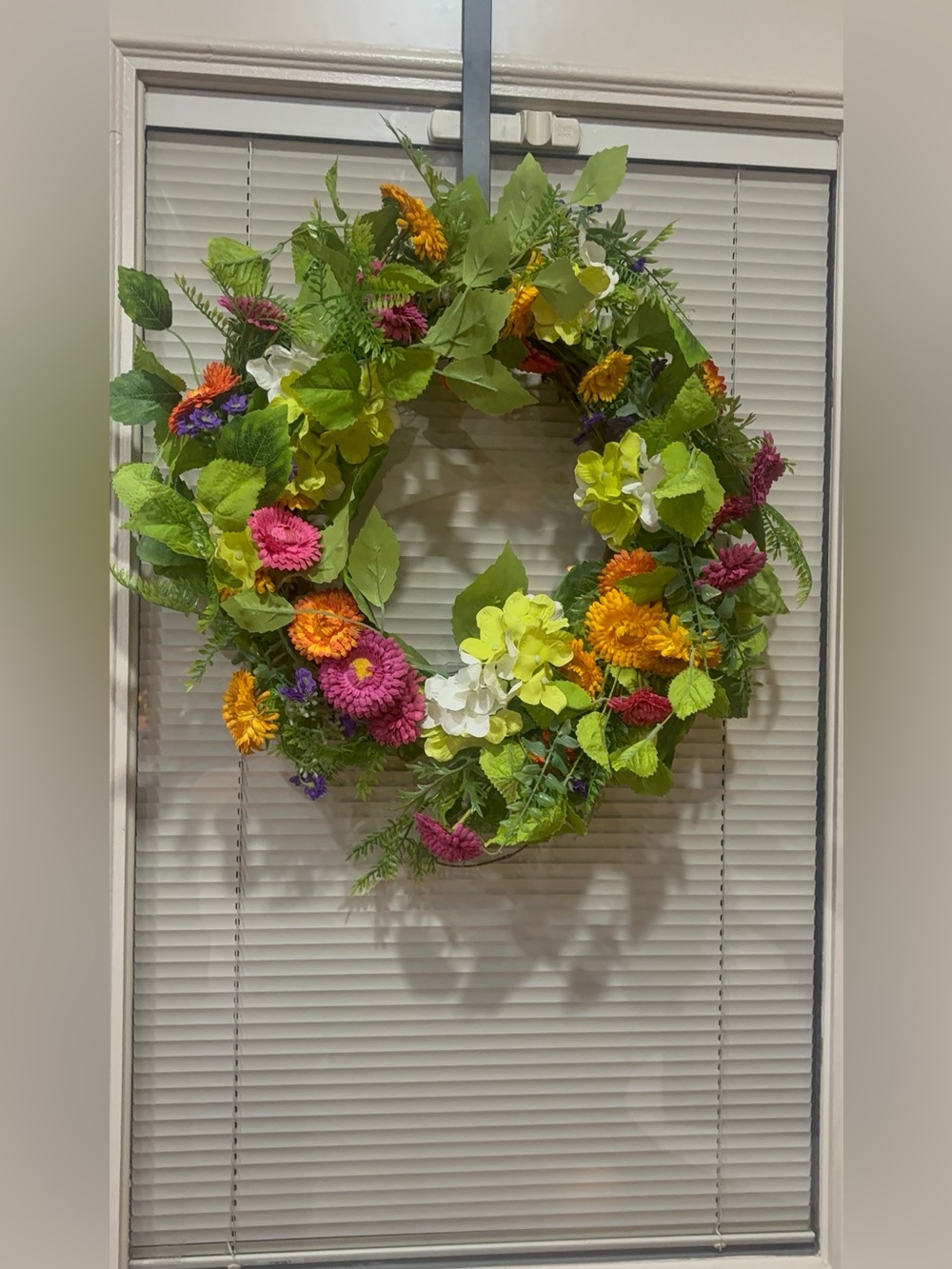 Colorful Spring Summer Daisy Floral Wreath 20" Front Door Decor